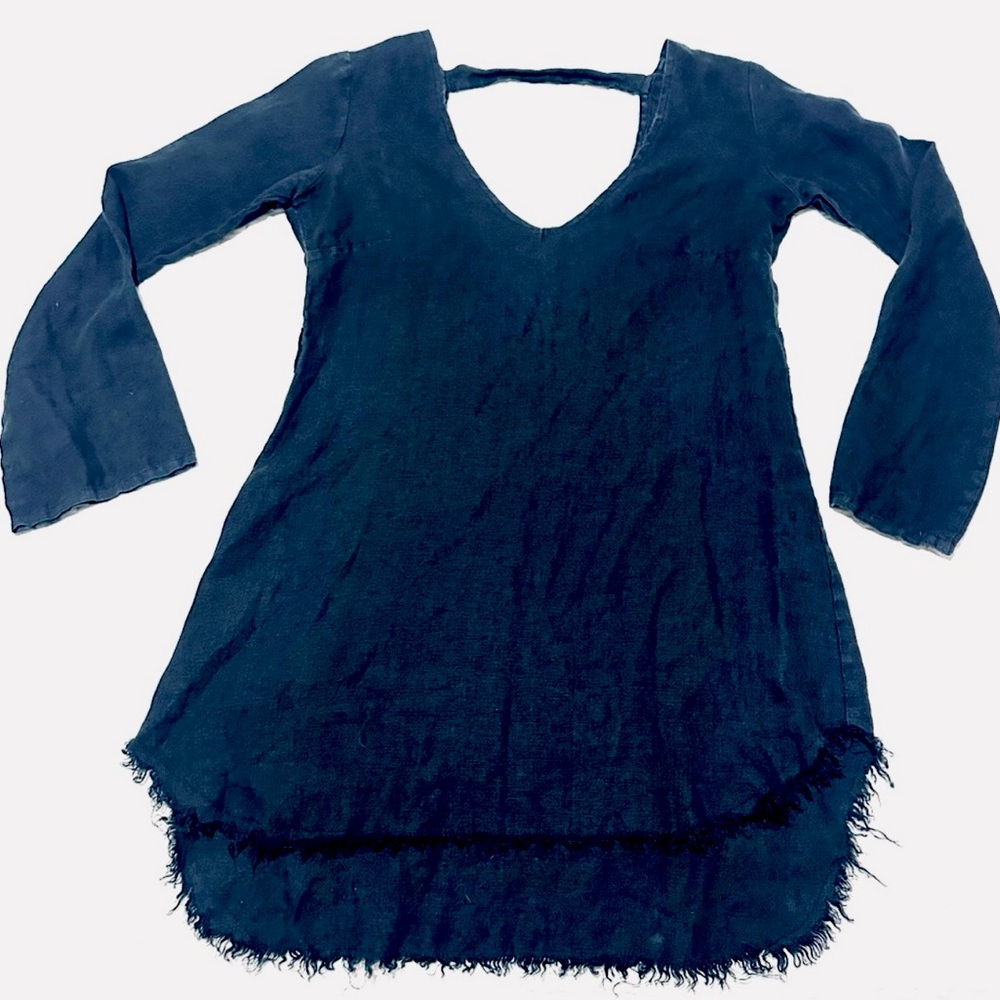 FAITHFULL Black Linen Mini Dress - Picture 3 of 4